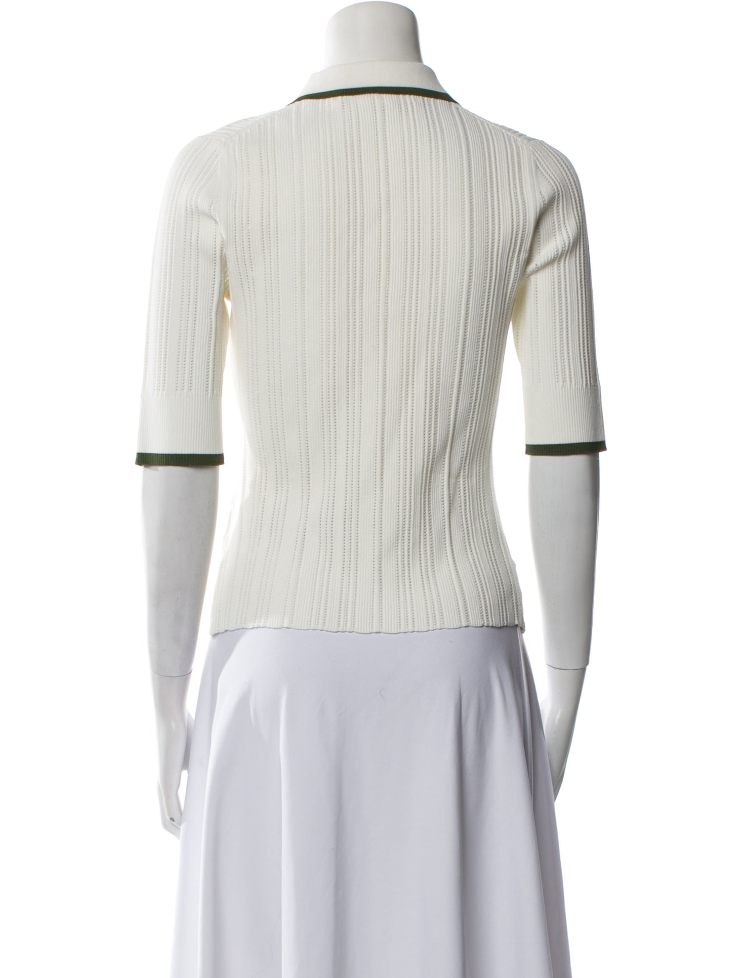 Veronica Beard Striped Three-Quarter Sleeve Polo